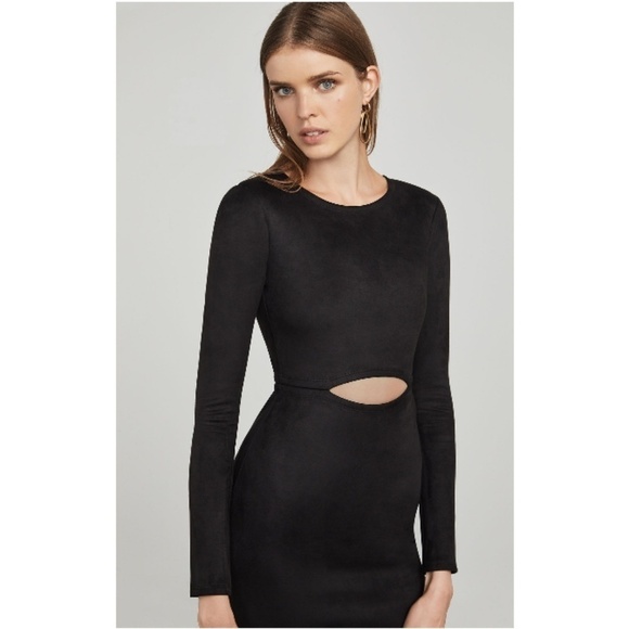 💕BCBGMAXAZRIA💕 Faux-Suede Cutout Body-Con Dress - Picture 5 of 8